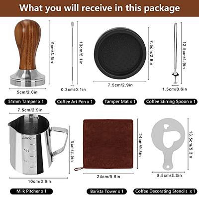 Y-Step 22 PCS Coffee Tamper Set, Espresso Accessories Kit Barista Kit, with  Espresso Tamper 51mm, Frothing Pitcher, Tamper Mat, Latte Art Pen, Coffee  Stirrer, Sandalwood Tamper for Espresso Machine - Yahoo Shopping