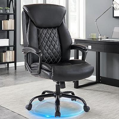 Efomao Desk Office Chair 400LBS, Big High Back PU Leather Computer Chair,  Executive Office Chair with Leg Rest and Lumbar Support, Black Office Chair  - Yahoo Shopping