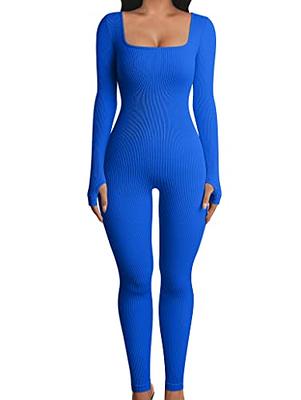 OQQ Women's Yoga Rompers One Piece Ribbed Spaghetti Strap Exercise Romper