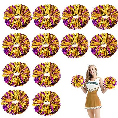 Pack of 2 Cheerleading Pom Poms 12 inch Foil Plastic Metallic Cheerleader  Pom Poms for Cheer Sport Kids Adults Team Spirit Cheering