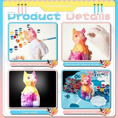 Paint Your Own Cat Lamp Art Kit, DIY Geometric Cat Lamp Night Light,  Animals Toys Night Light, Gifts Crafts for Teens Girls Boys, Art and Crafts