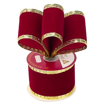 MEEDEE Burgundy Velvet Ribbon 2.5 Inch Dark Red Velvet Christmas Ribbon 10  Yards Maroon Velvet Wired Ribbon with Gold Greek Key Edge Ribbon Burgundy  Ribbon for Christmas Tree Decoration, Topper Bow - Yahoo Shopping