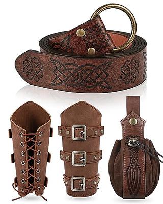 5 Pcs Renaissance Accessories Medieval Leather Belt Pouch Pirate Corset  Belt Leather Bracers Skirt Hike Tankard Strap