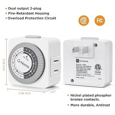 TiFFCOFiO Indoor Mechanical Outlet Timer, 3 Prong Timers for Electrical  Outlets, 24-Hour Programmable Plug in Light Timer, ETL Listed (2 Pack)
