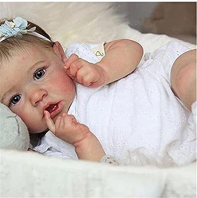 Eoieov Black Reborn Baby Dolls Silicone Baby Doll 22 in for Kids Girls  Realistic Lifelike Baby Dolls Black Toddler Girls with Accessories,White  Dress