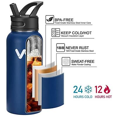 Zibtes 40 oz Insulated Water Bottle With Straw,3 Lids(Flip, Spout and  Handle Lid), Stainless Steel L…See more Zibtes 40 oz Insulated Water Bottle  With