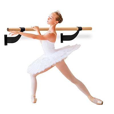 Goplus Wall Mounted Ballet Barre, 4 FT Solid Beech Wood Ballet Bar