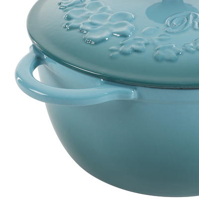 The Pioneer Woman Timeless Beauty Cast Iron 5-Quart Dutch Oven, Turquoise 