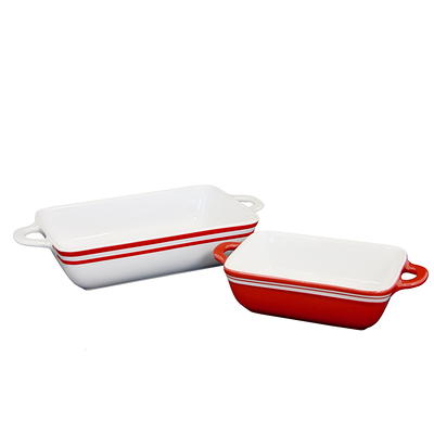 Thyme & Table Stoneware Rectangular Baker, Baking Dish, Black & White Dot, 2-Piece Set