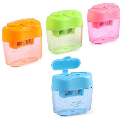 OFiSEXPT 4pcs Colored Pencil Sharpener, Manual Pencil Sharpener Dual Holes,  for Kids Adults Students School Class Home Office