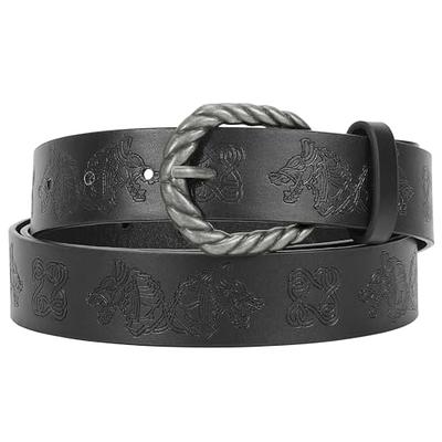 HiiFeuer Medieval Embossed PU Leather O-Ring Belt, Retro Renaissance Knight  Belt