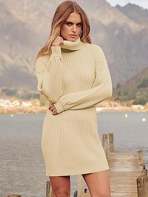 ANRABESS Women's Turtleneck Oversized Sweater Dress Rib Knit Casual Baggy  Loose Pullover Sweater Slouchy Knee Length Short Mini Dress 2023 Trendy  Stretchy Maternity Clothing A240xingse-XS Apricot at  Women's  Clothing store