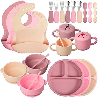 Silicone Baby Feeding Set, 12Pcs Baby Led Weaning Supplies, Includes Baby  Suction Bowls and Plates, Silicone Baby Bibs, Silicone Baby Cup, Silicone