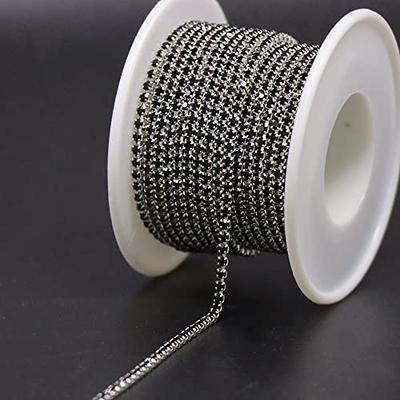 11 Yards Rhinestone Chain Gold Trim String for DIY Jewelry Making Crafts Shoe Charms (2mm Wide)