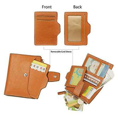 Real Leather Women Wallet Leather with RFID Blocking -Trifold Card Holder Designer Ladies Clutch with ID Window Wallets
