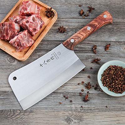 SHI BA ZI ZUO 7 Inch High-carbon Steel Kitchen Knife for Meat Vegetable  with Ergonomic Full Tang Heft Handle
