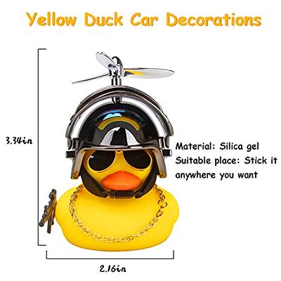 wonuu Rubber Duck Toy Car Ornaments Yellow Duck Car Dashboard Decorations  Cool Glasses Duck with Propeller Helmet