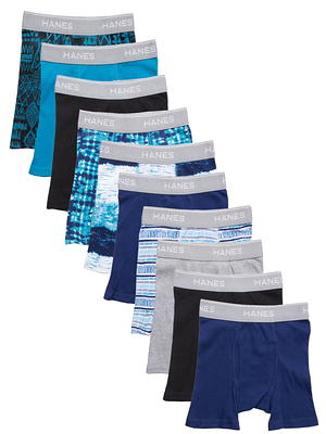 Hanes Boys Underwear, 10 Pack Tagless ComfortFlex Waistband Boxer Brief  Sizes S-XL