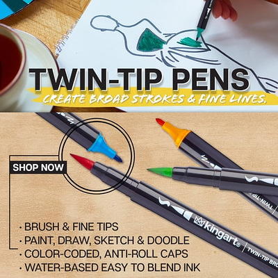 Kingart Pro, Twin-Tip Brush Pen Art Markers, Set of 48 Unique & Vivid  Colors - Yahoo Shopping