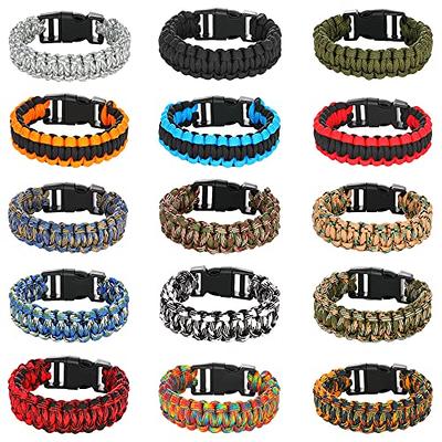 15Packs Paracord Bracelets for Men and Boys Survival Tactical