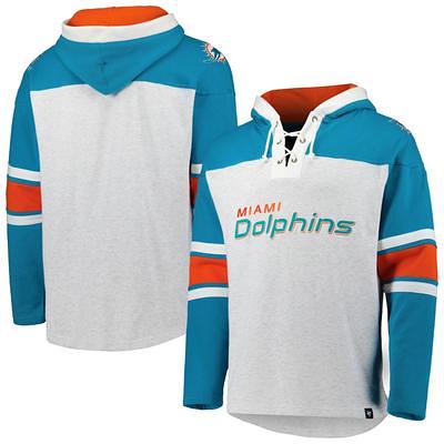 Men's Antigua White Miami Dolphins Victory Pullover Sweatshirt Size: Small