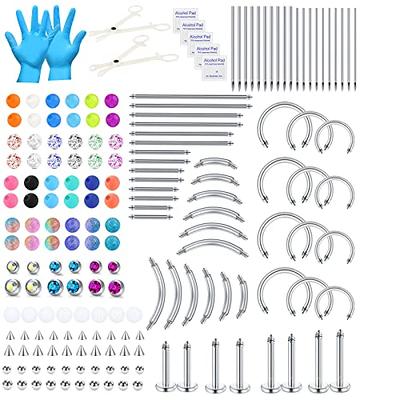 JIESIBAO 182PCS Professional Body Piercing Kit,14G 16G Stainless Steel  Piercing Barbells Horseshoes Replacement Balls Piercing Needles Kit for All  Piercings Ear Belly Nipple - Yahoo Shopping