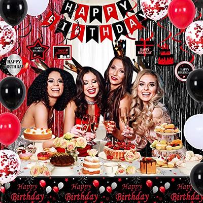 Red and Black Birthday Decorations for Men Women, Happy Birthday  Decorations fo Boys Girls Party Decoration Backdrop & Tablecloth Balloons  Arch Kit