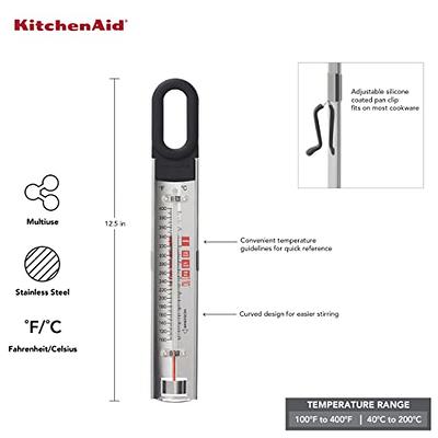 KitchenAid KQ907 Curved Stainless Steel Paddle Style Candy and Deep Fry  Thermometer with pan clip, TEMPERATURE RANGE: 100F to 400F, Black - Yahoo  Shopping