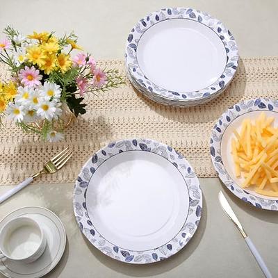Tioncy 300 Pack 10 Inch Paper Plates Bulk Disposable Plates Leaves Round  Paper Plates, Soak Proof Dinner Paper Plates for Lunch Dinner Parties