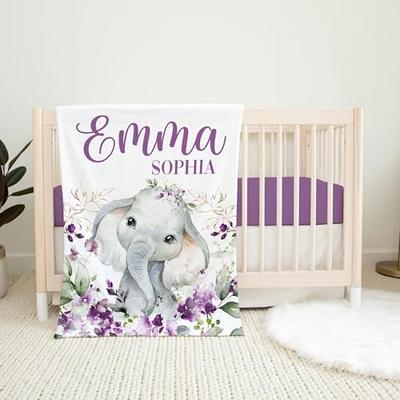 LVYZIHO Baby Blanket Custom Name Chic Flower Elephant Baby Girl