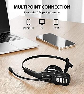 Conambo Trucker Bluetooth Headset 5.0 with Microphone Noise Cancelling  Wireless Phone Headset 22Hrs Talktime Mute Button Bluetooth Headphones for  Cell