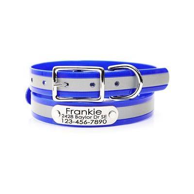 Reflective Waterproof Dog Collars with Nameplate, Riveted-on