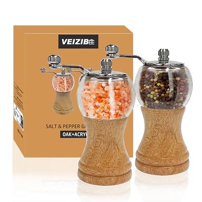 VEIZIBEE Classical Hand Shake Wood Pepper Grinder Set & Gorgeous