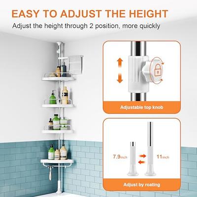 Telescopic Corner Shower Shelf 4 Tier Bathroom Corner Storage No