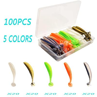 100PCS Bait Fishing Soft Plastic Lures, Soft Paddle Tail Lures for