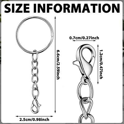 100 Pack Key Ring with Chain and Open Jump 1 inch Split Round