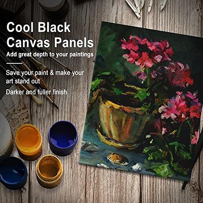 Paint Canvases for Painting, Pack of 8, 8 x 8 Inches, Blank Black Canvas  Bulk, 100% Cotton Stretched Canvas, 8 oz Gesso-Primed