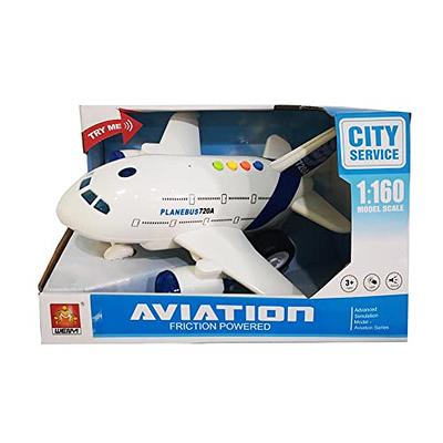 2 Pack Airplane Toys for Kids, Bump and Go Action, Toddler Toy Plane with LED Flashing Lights and Sounds for Boys & Girls 3 -12 Years Old, Blue