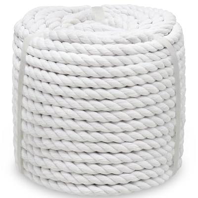 Ravenox Colorful Twisted Cotton Rope, (White)(3/8 Inch x 50 Feet), Made  in The USA, Custom Color Cordage for Sports, Décor, Pet Toys, Crafts,  Macramé & General Use
