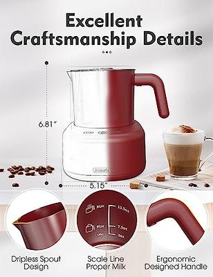 Geniuslix Milk Steamer and Frother 10.1 oz – This Electric Milk Frother  500W Makes Soft Hot or Cold Foam Maker for Your Latte, Cappuccino and