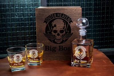 Personalized Whiskey Glass Set with Wooden Box