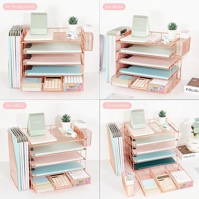 Marbrasse Desk Organizer with File Holder, 5-Tier Paper Letter Tray  Organizer with Drawer and 2 Pen Holder, Mesh Desktop Organizer and Storage  with Magazine Holder for Office Supplies (Silver) - Yahoo Shopping