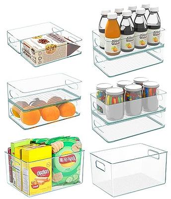 VOMOSI Medium Clear Plastic Storage Bins with Lids - Stackable Pantry Organizer  Containers for Fridge,Cabinet,Cupboard,Bathroom - Set of 8