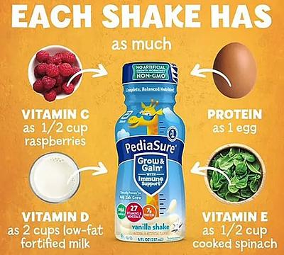 PediaSure Grow and Gain With Immune Support Shake, Complete Balanced  Nutrition, PediaSure Strawberry PediaSure Vanilla and PediaSure Chocolate  Flavors, 12 Pack