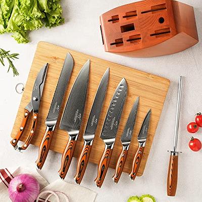 KitchenAid Gourmet Forged Triple Rivet Knife Block Set with Built-in Knife  Sharpener, High Carbon Japanese Stainless Steel Kitchen Knives, Sharp