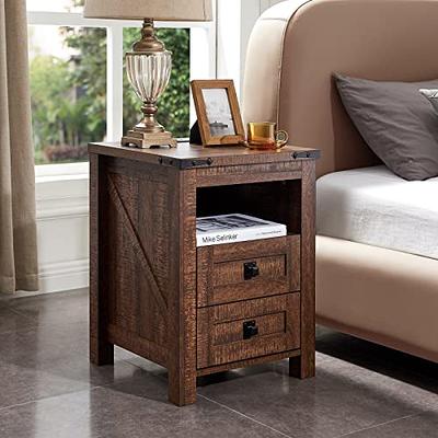 SUPERJARE Nightstand with Charging Station, Bed Side Table with Adjust