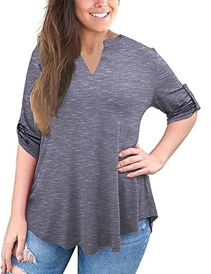 a.Jesdani Womens Plus Size Tops 3/4 Sleeve Shirts for Women Tops for Women  Split V Neckline Blouses Loose Tunics 4X - Yahoo Shopping