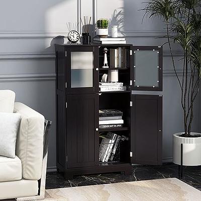 Costway Freestanding Bathroom Storage Cabinet for Kitchen and Living Room, Brown