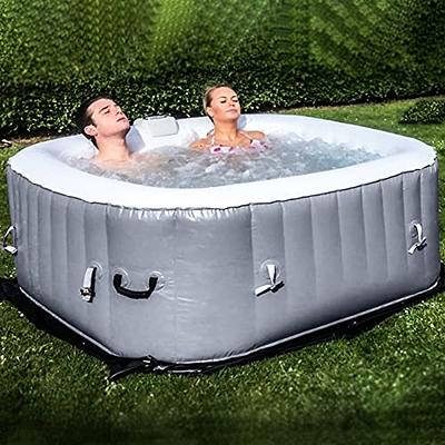 #WEJOY AquaSpa Portable Hot Tub 61X61X26 Inch Air Jet Spa 2-3 Person  Inflatable Square Outdoor Heated Hot Tub Spa with 120 Bubble Jets,  Black/White