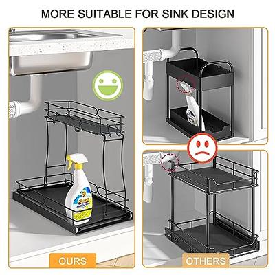 HANSILINA Pull Out Cabinet Organizer 2 Tier Under Sink Cabinet Organizer  Storage Shelf with Sliding Storage Basket for Kitchen Bathroom Laundry  Room, Request at Least 11 inch Cabinet Opening(Black) - Yahoo Shopping